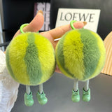 Mink Fur Watermelon Keychain Pompom Bag Car Key Chain Year Gift
