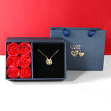 Four Leaf Clover Pendant Necklace Crystal Heart Magnetic Necklaces Rose Box Gift