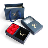 Four Leaf Clover Pendant Necklace Crystal Heart Magnetic Necklaces Rose Box Gift