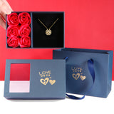 Four Leaf Clover Pendant Necklace Crystal Heart Magnetic Necklaces Rose Box Gift