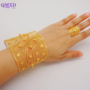 Dubai Female Bangles & Ring For Women African Flower Bracelet