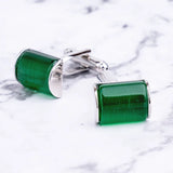 French Shirt Cufflinks Green Crystal Cuff Button Business Jewelry