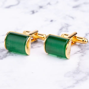 French Shirt Cufflinks Green Crystal Cuff Button Business Jewelry