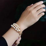 Freshwater Pearls Bracelet Multi-layer Adjustable Bangles Jewelry Gift