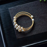 Freshwater Pearls Bracelet Multi-layer Adjustable Bangles Jewelry Gift