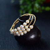 Freshwater Pearls Bracelet Multi-layer Adjustable Bangles Jewelry Gift