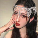 Rhinestone Fringed Eyebrow Pendant Hairpin Bridal Headband