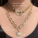 Heart Pendant Necklace for Women CZ High Chain Fine Jewelry