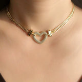 Heart Pendant Necklace for Women CZ High Chain Fine Jewelry