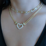 Heart Pendant Necklace for Women CZ High Chain Fine Jewelry