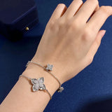 Vintage Crystal Charm Bracelet Women 18K Plated Chain Bangle