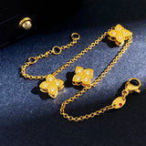 Vintage Crystal Charm Bracelet Women 18K Plated Chain Bangle