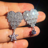 Full Diamond Women Engagement Earring 18k CZ Stone Jewelry