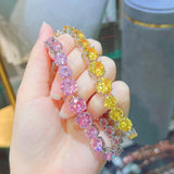 Yellow/Pink Zircon Pink Diamond Bracelet