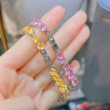 Yellow/Pink Zircon Pink Diamond Bracelet