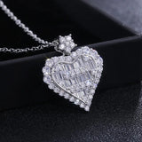 Crystal Zircon Love Heart Pendant Necklace Valentines Gift