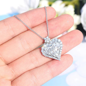 Crystal Zircon Love Heart Pendant Necklace Valentines Gift