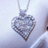 Crystal Zircon Love Heart Pendant Necklace Valentines Gift