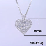 Crystal Zircon Love Heart Pendant Necklace Valentines Gift