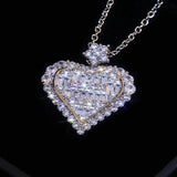 Crystal Zircon Love Heart Pendant Necklace Valentines Gift
