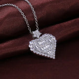 Crystal Zircon Love Heart Pendant Necklace Valentines Gift