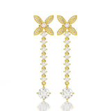 High Carbon Diamonds Bowknot Long Earrings Women Wedding Jewelry