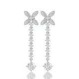 High Carbon Diamonds Bowknot Long Earrings Women Wedding Jewelry