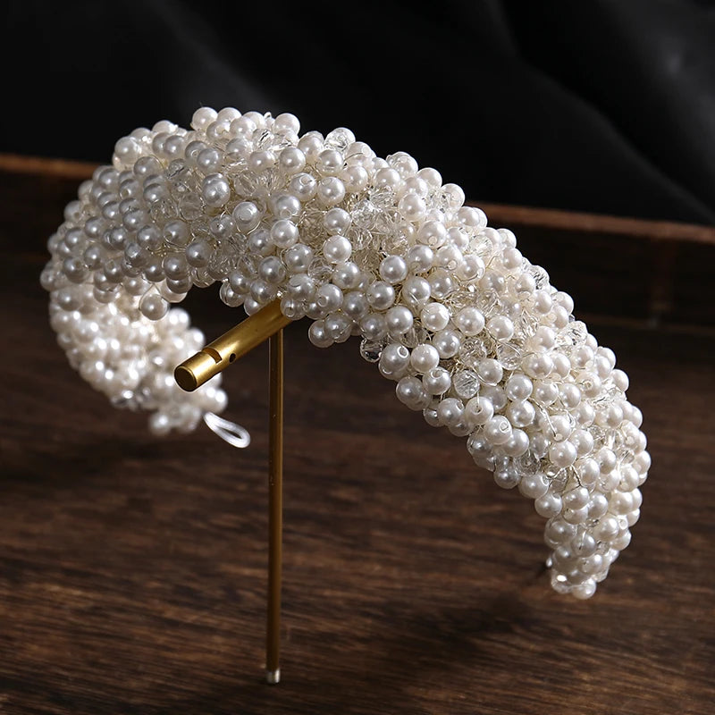 Pearl Crystal Headband Tiara Hairband Bridal Wedding Hair Accessories