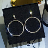 Crystal Round Ear Clip Earrings for Women Wedding Cocktail Party