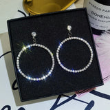 Crystal Round Ear Clip Earrings for Women Wedding Cocktail Party