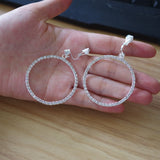 Crystal Round Ear Clip Earrings for Women Wedding Cocktail Party