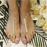 Rhinestone Ring Foot Chain Bohemian Wind Beach barefoot foot Ankle Chain