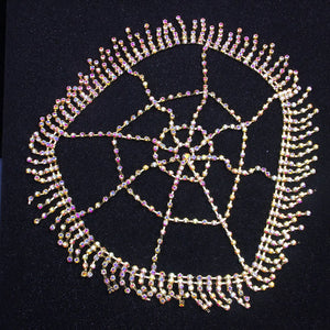 Rhinestone Tassel Bridal Headpiece Headband for Women Crystal Flapper Cap