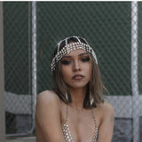 Rhinestone Tassel Bridal Headpiece Headband for Women Crystal Flapper Cap