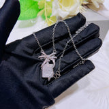 Zircon Bow Ribbon Perfume Bottle Necklace Female Fairy Bow Pendant