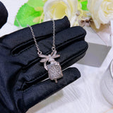 Zircon Bow Ribbon Perfume Bottle Necklace Female Fairy Bow Pendant