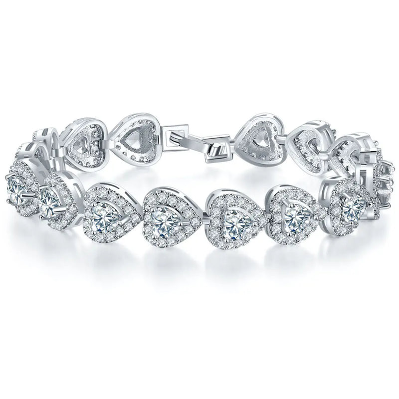 Zircon Stone Heart Tennis Bracelets for Girls
