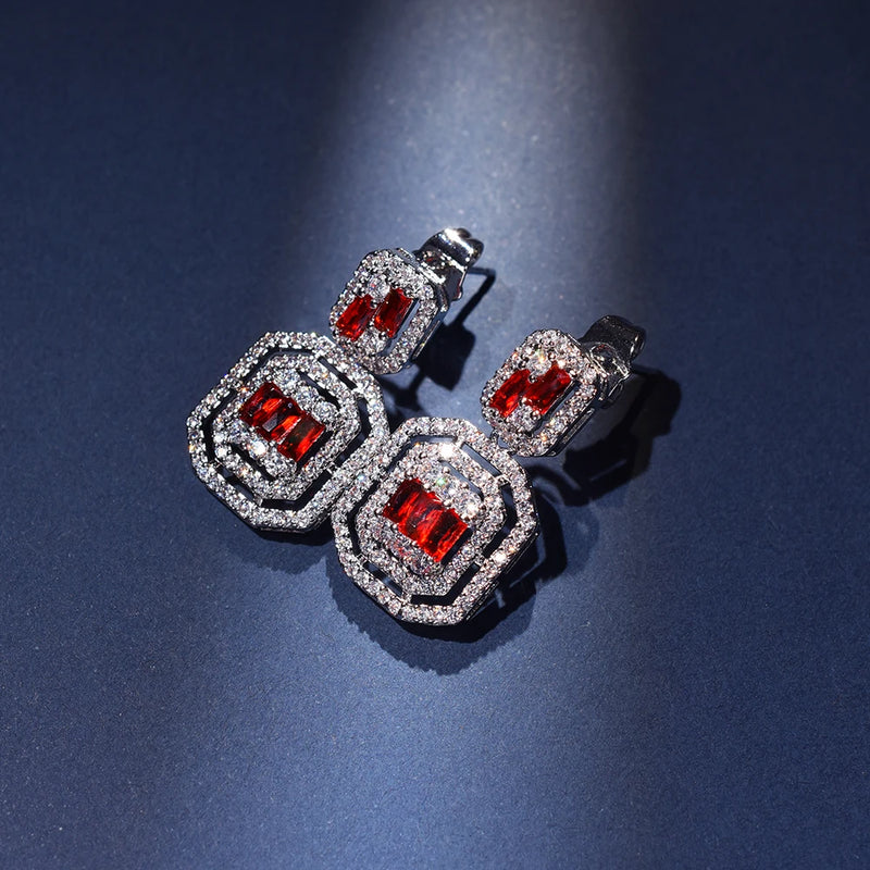 Zircon Women's Drop Earrings Silver Plated Cubic Zirconia