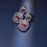 Zircon Women's Drop Earrings Silver Plated Cubic Zirconia