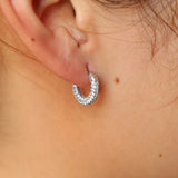 Clear CZ Stud Earrings 925 Silver Mini Circle for Women