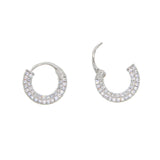 Clear CZ Stud Earrings 925 Silver Mini Circle for Women