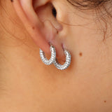 Clear CZ Stud Earrings 925 Silver Mini Circle for Women