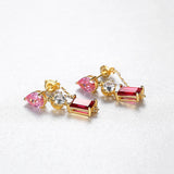 Garnet Ruby Gemstone Earrings 925 Sterling Silver Red Stone Stud Fine Jewelry