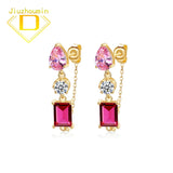 Garnet Ruby Gemstone Earrings 925 Sterling Silver Red Stone Stud Fine Jewelry