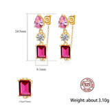 Garnet Ruby Gemstone Earrings 925 Sterling Silver Red Stone Stud Fine Jewelry