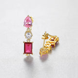 Garnet Ruby Gemstone Earrings 925 Sterling Silver Red Stone Stud Fine Jewelry