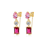 Garnet Ruby Gemstone Earrings 925 Sterling Silver Red Stone Stud Fine Jewelry