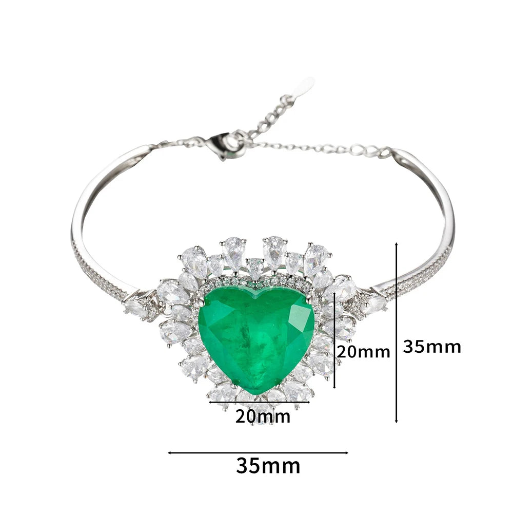 Heart-Shape Paraiba Tourmaline Emerald Wedding Bangle