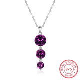 Crystals Maxi Round Pendant Necklace 925 Sterling Silver