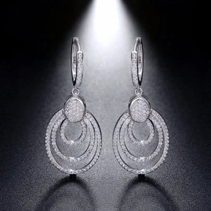 Silver Dangle Earrings 925 Simulated Diamond Statement Jewelry